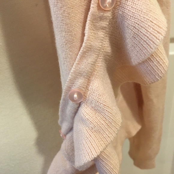 New York & Company Baby Pink Ruffle Cardigan - Picture 3 of 4